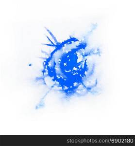 Watercolor Blue color splash on black background