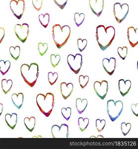 Watercolor Brush Heart Seamless Pattern Love Grange Hand Painted Design in Rainbow Color. Modern Grung Collage Background for kids fabric and textile.. Watercolor Brush Heart Seamless Pattern Love Grange Hand Painted Design in Rainbow Color. Modern Grung Collage Background for kids fabric and textile