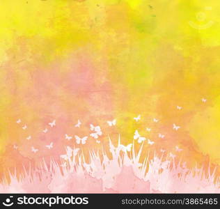 watercolor butterflies and floral background