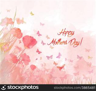 watercolor butterflies background. Mothers day