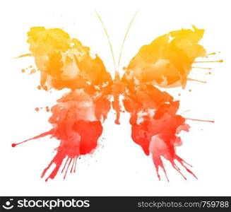 Watercolor Butterfly Isolated on Black Background
