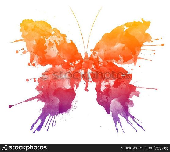 Watercolor Butterfly Isolated on White Background