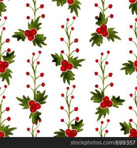 Watercolor Christmas seamless pattern with mistletoe. Can be used for textile and packaging design.. Watercolor Christmas seamless pattern with mistletoe. Can be used for textile and packaging design