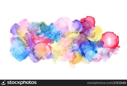 Watercolor cloud blot painting. Canvas texture horizontal abstract background.