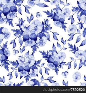 Watercolor colorful pattern with pansy flowers. Illustration . Watercolor colorful pattern with pansy flowers.