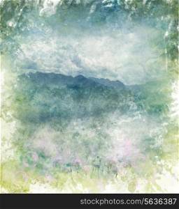 Watercolor Digital Painting Of Abstract Mountain Background