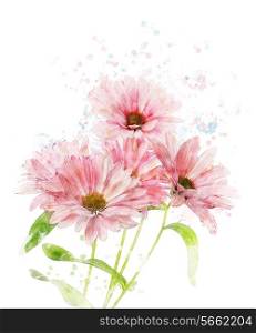 Watercolor Digital Painting Of Chrysanthemum