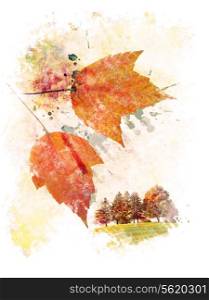 Watercolor Digital Painting Of Colorful Autumn