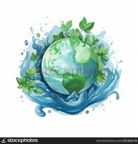 Watercolor Earth planet. Illustration Generative AI 