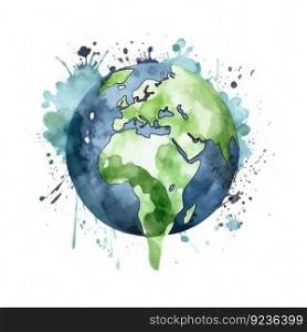 Watercolor Earth planet. Illustration Generative AI 