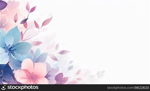 Watercolor Floral background with empty space, Banner with flowers white background. Ai generated