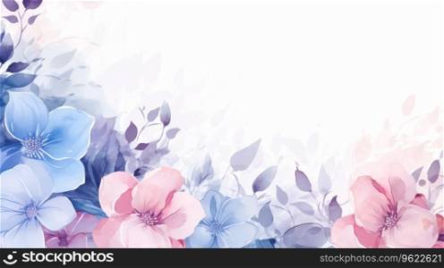 Watercolor Floral background with empty space, Banner with flowers white background. Ai generated
