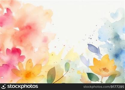 Watercolor floral frame background. Illustration Generative AI 