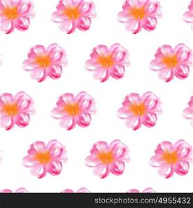 Watercolor floral seamless pattern with pink flowers on a white background