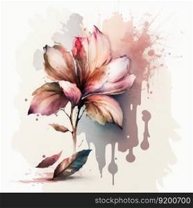 Watercolor flower isolated. Illustration Generative AI 