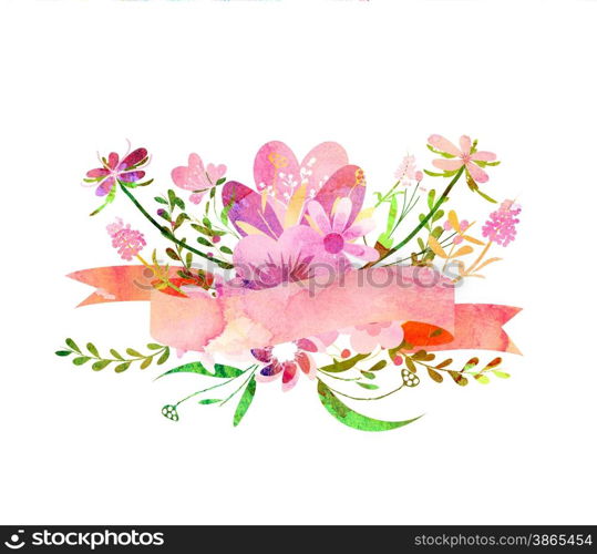 watercolor flowers, Cute floral bouquet