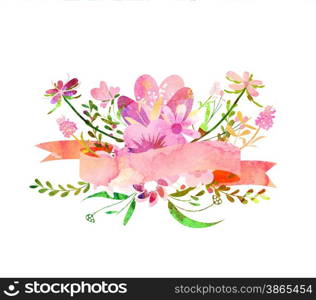 watercolor flowers, Cute floral bouquet