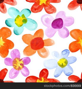 Watercolor flowers - multicolored seamless floral pattern