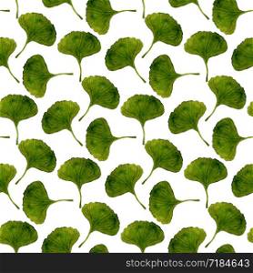 Watercolor ginkgo leaves seamless pattern. Herbs watercolor background. Can be used for wrapping, textile, wallpaper and package design