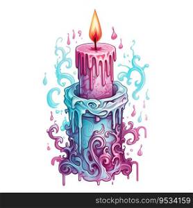 Watercolor Halloween Candle in Pastel Hues. Generative ai. High quality illustration. Watercolor Halloween Candle in Pastel Hues. Generative ai