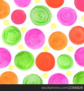 Watercolor hand painted circles. Abstract watercolor texture isolated on white. Colorful watercolor design elements. Bright color illustration.