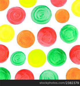 Watercolor hand painted circles. Abstract watercolor texture isolated on white. Colorful watercolor design elements. Bright color illustration.