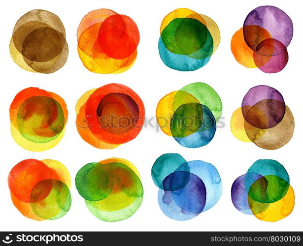 Watercolor hand painted circles collection