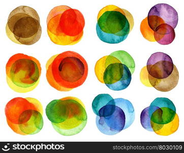 Watercolor hand painted circles collection