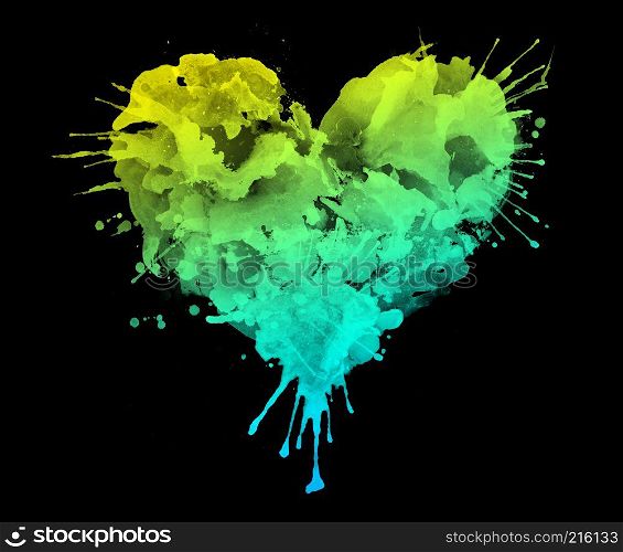 Watercolor Heart Isolated on Black Background