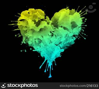 Watercolor Heart Isolated on Black Background