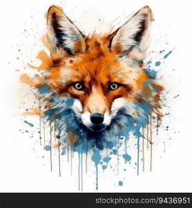 Watercolor illustration of a fox, isolated on white background. Generative AI