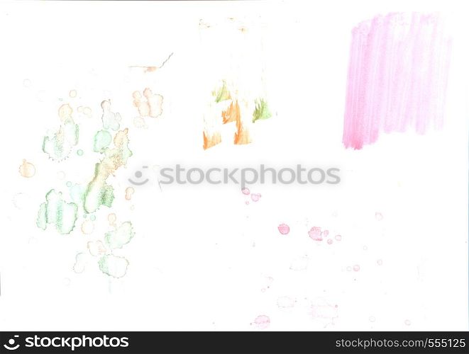 Watercolor illustrations drawn paints on white paper background