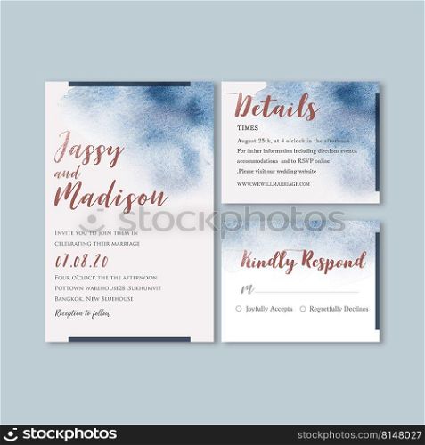 Watercolor invitation template cards. Collection watercolor  vector suitable for Wedding Invitation, save the date, thank you, or greeting card.