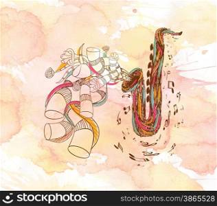 watercolor Jazz Saxophone