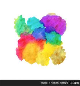 Watercolor multicolored spot blue yellow red green rainbow pink