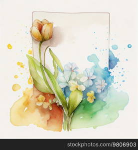 Watercolor Natural Beautiful Card. Illustration AI Generative.