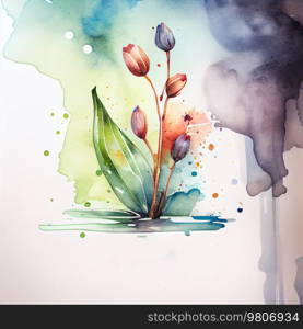 Watercolor Natural Beautiful Card. Illustration AI Generative.