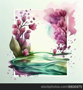 Watercolor Natural Beautiful Card. Illustration AI Generative.