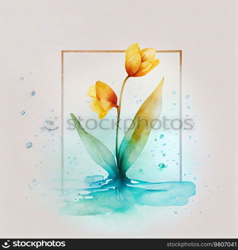 Watercolor Natural Beautiful Card. Illustration AI Generative.