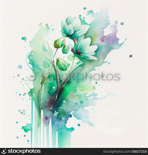 Watercolor Natural Beautiful Card. Illustration AI Generative.