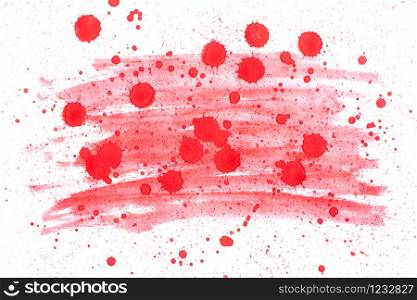 Watercolor painting with red on the floorWhite, abstrack background.