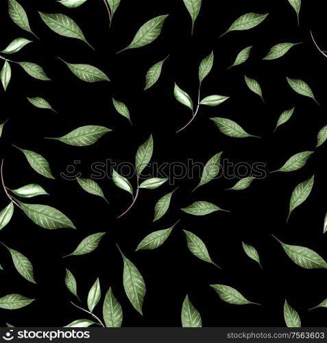 Watercolor pattern with leaves. Illustration. Watercolor pattern with leaves.