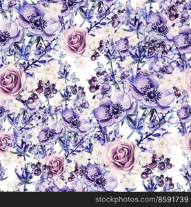 Watercolor pattern with the colors of lavender, roses and a≠mo≠. Illustrations. Watercolor pattern with the colors of lavender, roses and a≠mo≠.