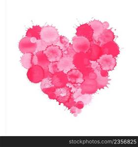 Watercolor pink heart illustration. Heart watercolor drawing. Watercolor pink heart