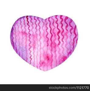Watercolor pink heart-shaped pattern. Delicate lilac background with paper texture and wavy lines. For wedding invitations and designs for Valentine&rsquo;s Day.. Watercolor pink heart-shaped pattern.