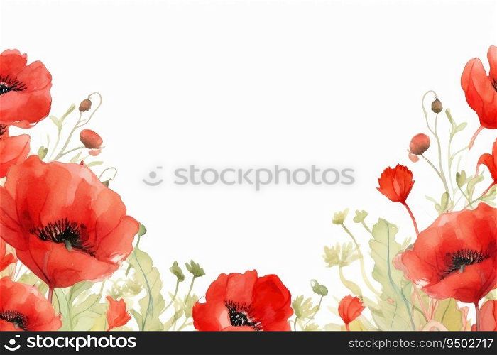 Watercolor poppy frame