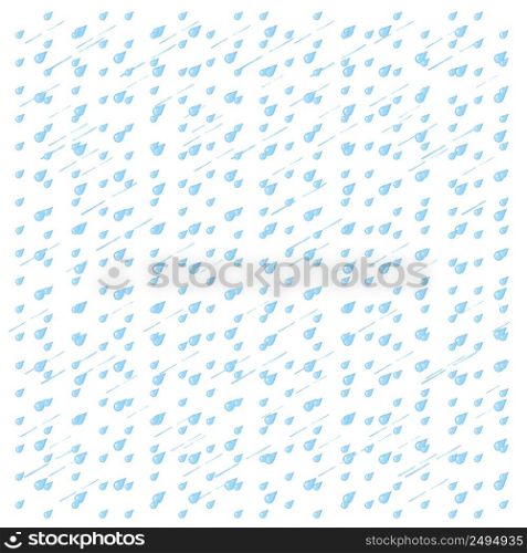 Watercolor rain. Blue drops isolated on white background.
