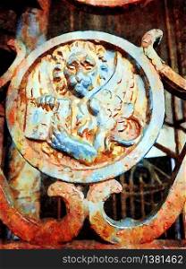 Watercolor representing the lion of San Marco symbol of Venice. the lion of San Marco symbol of Venice
