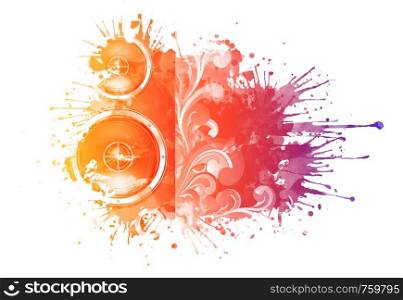 Watercolor. Retro Music Party Texture Background