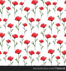 Watercolor seamless floral pattern. Hand paint watercolor poppies background. Can be used for wrapping, textile, wallpaper and package design. Watercolor seamless floral pattern. Hand paint watercolor poppies background.